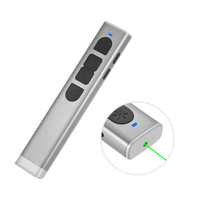 

Rechargeable Powerpoint Presenter PPT Clicker Flip Pen Green Pointer with USB Receiver USB Cable 70 Meters 24GHz Wireless Remote
