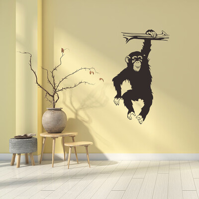 

〖Follure〗Black Gorilla Monkey Wall Sticker Decal for Living Room Bedroom Background Decor
