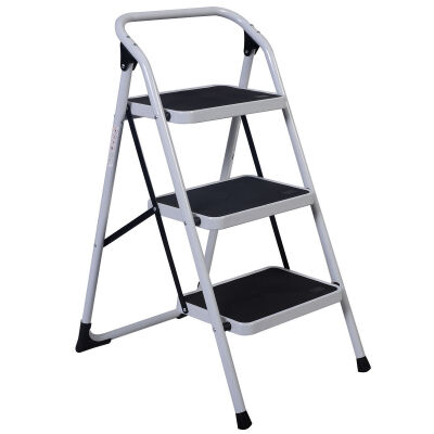 

New HD 3 Step Ladder Platform Lightweight Folding Stool 330 LB Cap Space Saving