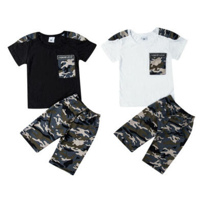 

2PCS Toddler Kids Baby Boy Summer Clothes T-shirt TopsCamo Pants Shorts Outfits