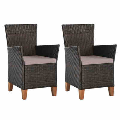 

Outdoor Chairs with Cushions 2 pcs Poly Rattan Brown