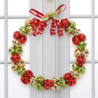 

〖Follure〗Christmas Bell Wreath Bowknot Jingle Bell Rings Pendant for Christmas Home Decor