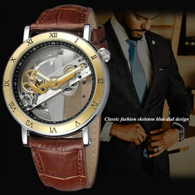 

Gobestart Hollow Simple Quality Movement Business Fashion Men Leather Mechanical watch