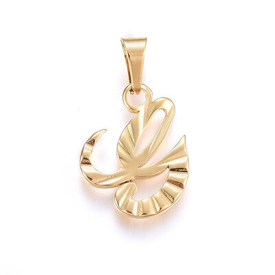 

304 Stainless Steel Pendants Alphabet Golden LetterG 14x13x1mm Hole 6x3mm
