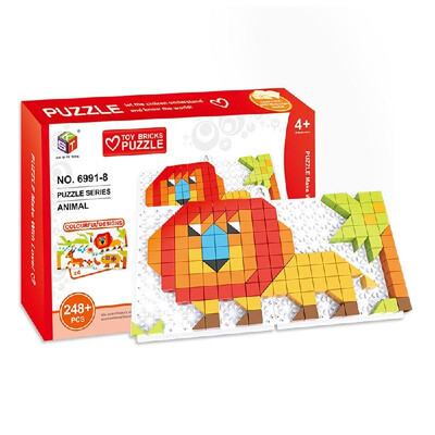 

4 in 1 Bricks Puzzle Toy Building Blocks for Toddlers Educational Toys for Kids Terrestrial Animals Models Bricks Toys Gift for Ki