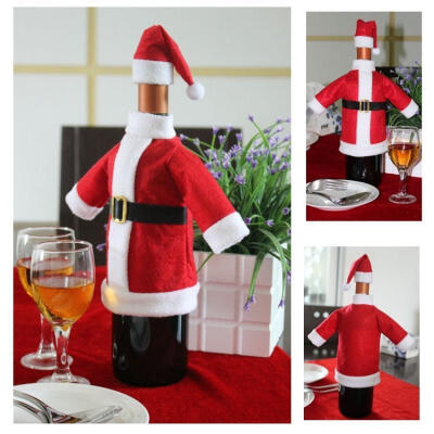 

Christmas Santa Suit Hat Wine Bottle Wrap Cover Topper Pouch Bag Decoration new