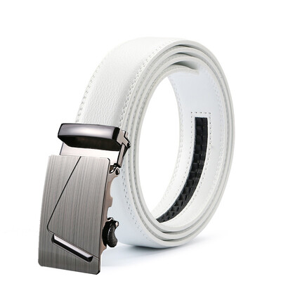 

Fashion White Belt Designer Belts Men High Quality Fashion Geometric Metal Automatic Buckle Genuine Leather Luxury Brand Belt
