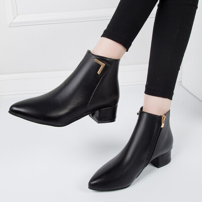 

Rose Womens Fashion Leisure Solid Pointed Toe Med Heels Ankle Boots Shoes