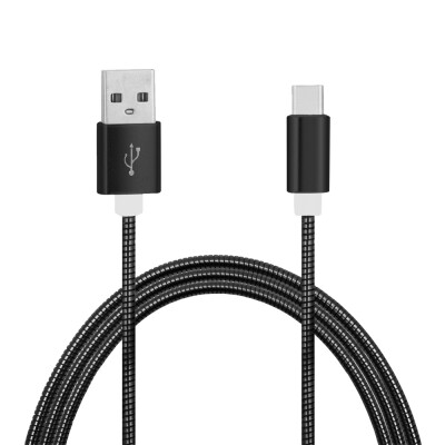 

34A Stainless Steel Spring Quick Charge Type-C USB 31 Charging Cable with High-Speed Data Transmission