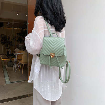 

Female slung shoulder bag Korean bag soft leather backpack shoulder bag college travel ladies rope