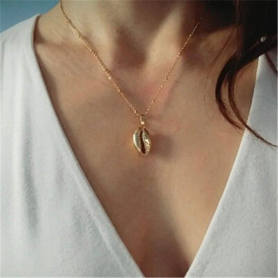 

New Fashion Gold Color Shell Pendant Necklace for Women Chain Choker Necklace Statement Collar Bohemia Collier 2019