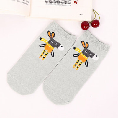 

2019 New Arrivl Women Cotton Socks Pink Yellow Cats Penguin Cute Ankle Socks Short Casual Animal Ear Gril Sox