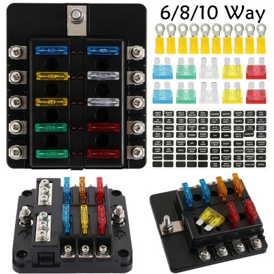 

6810 Way Blade Fuse Box Holder with LED Indicator Light for Car Truck Boat Tool Accessories