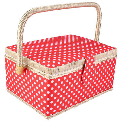 

Greensen Handmade Sewing Basket Household Fabric Craft Thread Needle Storage Box Organizer Flip Type