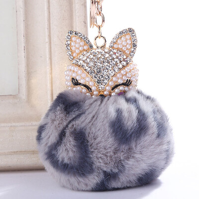 

Lovely Crystal Faux Rabbit Fur Keychains Women Trinkets Suspension On Bags Car Key Chain Keyrings Gifts