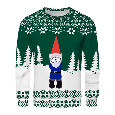 

Toponeto Christmas Couples 3D Printed Long-sleeved Sweater With Round Collar Blouse