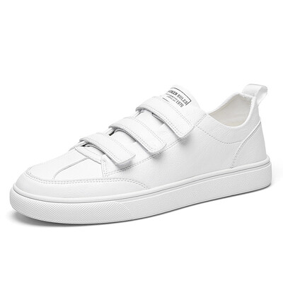 

Autumn new small white shoes male Korean version of flat casual shoes Hong Kong style Velcro lazy shoes