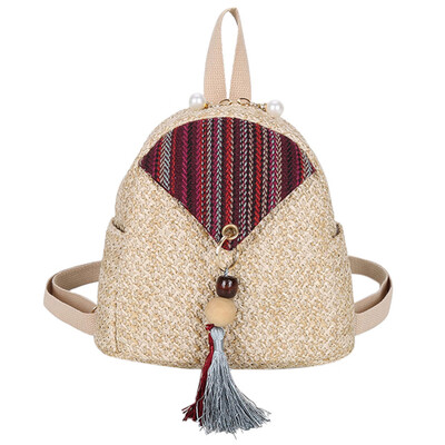 

Woman 2019 New Woven Backpack Fashion Messenger bag Summer Straw Shoulder Bag