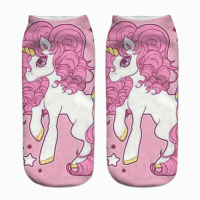 

Lovely Unicorn Print 3D Cotton Short Socks Boat Casual Cartoons Kawaii Ankle Female Cute Art Women Sock Girl Gifts Accessories