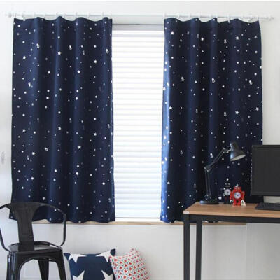 

Full Blackout Shading Stars Bedroom Balcony Curtains Hook Grommet Purdah