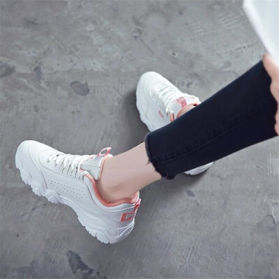 

New 2019 Summer Casual Women Sneakers Air Mesh Breathable Shoes Flat Platform Casual Shoes Female Trainers White Pink Size 35-40