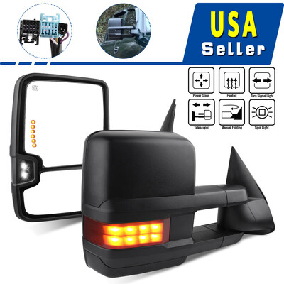 

Tow Mirrors for 03-07 Chevy Silverado Sierra Power Heated Smoke Signal Backup