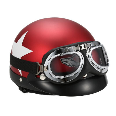 

Half Open Face Motorcycle Helmet with Goggles Visor Scarf Biker Scooter Touring