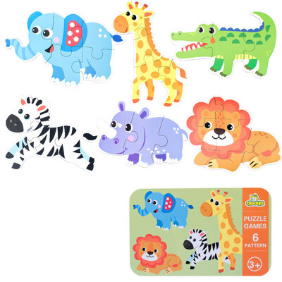 

Gotoamei 6 In 1 Animal Cartoon Wooden Traffic Puzzle Early Childhood Educational Toys