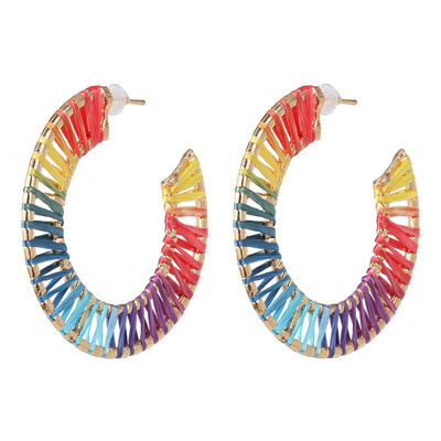 

2019 Korean Summer Geometric Hollow Circle Square Drop Earrings for Women Big Round Handmade Bohemian Party Beach Jewelry