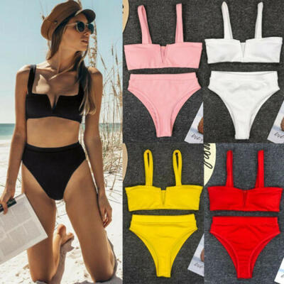 

Womens Sexy Bikini Set Solid Color Push-up Swimsuit Swimwear Bathing Suit Beach