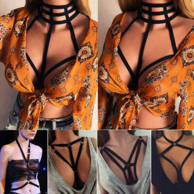 

Women Bandage Goth Cage Bra Top Body Harness Cross Crop Straps Lingerie US