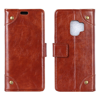 

MOONCASE Samsung Galaxy S9 Copper Buckle Napa Leather Case - Brown