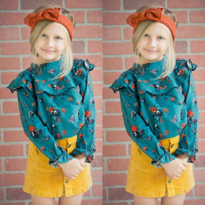 

2pcs Toddler Kids Baby Girl Ruffle Tops Floral T Shirt Mini Skirt Outfit Clothes