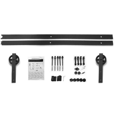 

66FT Heavy Duty Vintage Style Sliding Barn Wood Door Track Rail Hardware Fittings Kit Super Smoothly&Quiety POM Big Hanging W