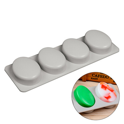 

Siaonvr DIY 4 Grid Silicone Soap Mold Handmade Soap Making Oval Moulds Tool