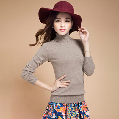 

Womens Sweater Woolen High Collar Pullover Slim Thicken Solid Knitwear Top