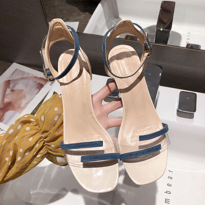 

Transparent sandals womens cats&one-word color matching summer Korean version of high-heeled shoes womens slim&sexy