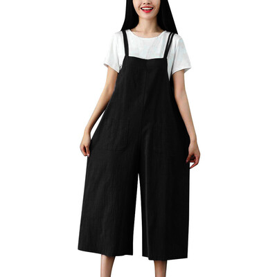 

Tailored Women Wide Leg Pants Dungarees Casual Jumpsuits Pocket Sling Trousers Rompers