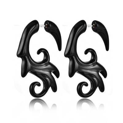 

1 Pair Fahion Black Acrylic Earring Twist Fake Ear Taper Gauges Faux Expanders Tunnel Plugs Trend Piercing Body Jewelry