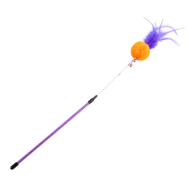 

Funny Cat Teaser Toy Plastic Feather Wand Toy Pet Colorful Feather Interactive Exerciser with Bell Cat Kitten Fishing Stick