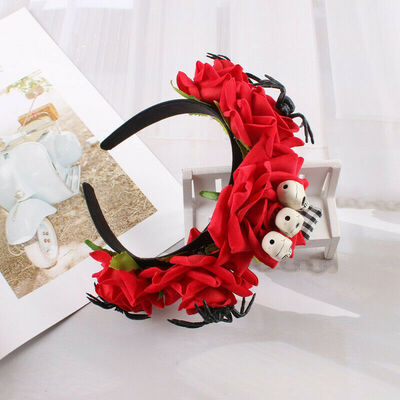 

Halloween The Dead Flower Crown Headband Womens Horror Foam Skull Hair Hoop