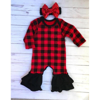 

US Newborn Infant Baby Girl Outfit Romper Jumpsuit Bodysuit Kid Xmas Clothes Set