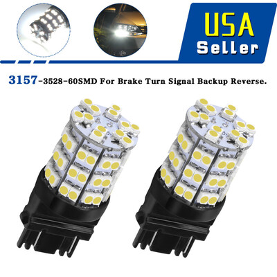 

2pcs Xenon White 3157 60-SMD LED Turn Signal Brake light 3057 3457 4157 3047