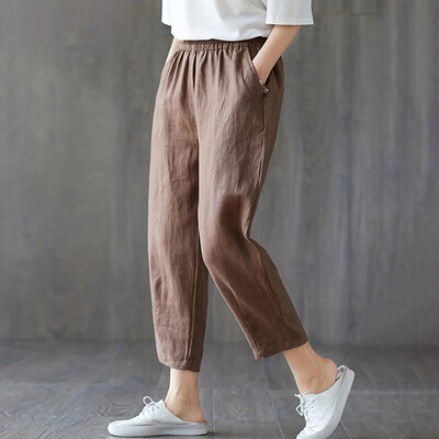 

Women Elastic High Waist Casual Harem Pants Trouser Loose Summer Plus Size Retro