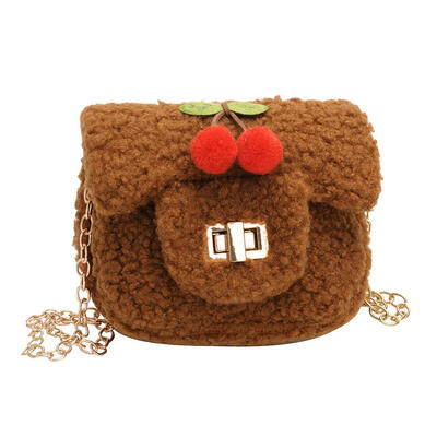 

Cherry Lambs Wool Chain Messenger Bag Kids Girls Crossbody Shoulder Bags