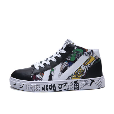 

Newest Colorful Mens Shoes Casual White Red Wild Platform Vulcanized Shoes Tide Trend Canvas High Top Shoes Sapato Masculino