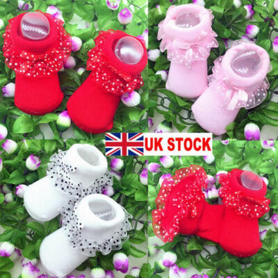 

UK New Baby Girls Tutu Socks Lace Newborn Infant Frilly Sock Cotton Short Socks