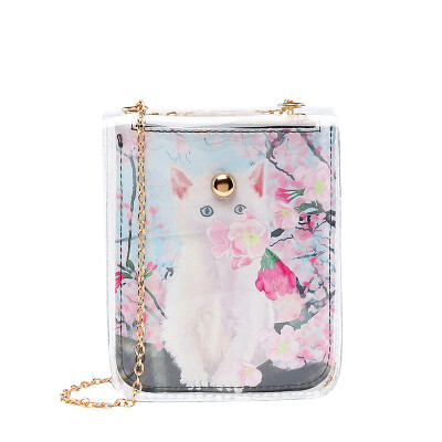 

New Style Womens Handbags PVC Clear Transparent Chains Alphabet Jelly Bag Tote Casual Handbag Print Messenger Fashion Hot 2019