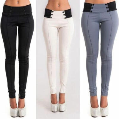 

US Women Ladies Casual Denim Skinny Pants High Waist Stretch Pencil Trousers New