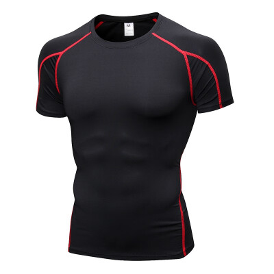 

Mens tight short sleeve fitness exercise running training stretch quick dry T-shirtDISHENG-053